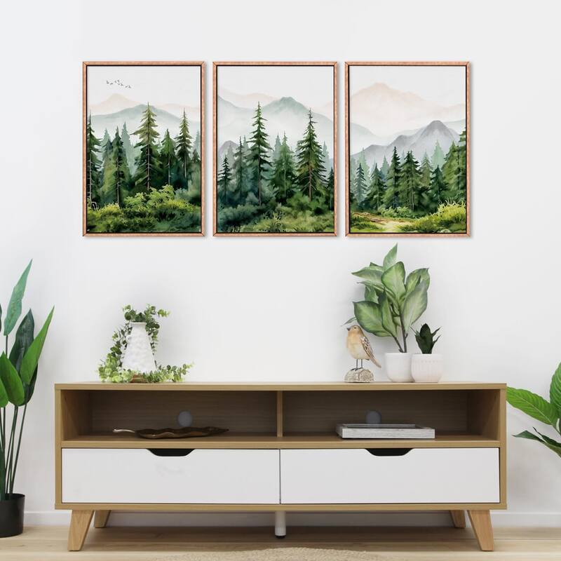 Green Forest Tree Wall Decor, Woodland Nursery Wall Painting