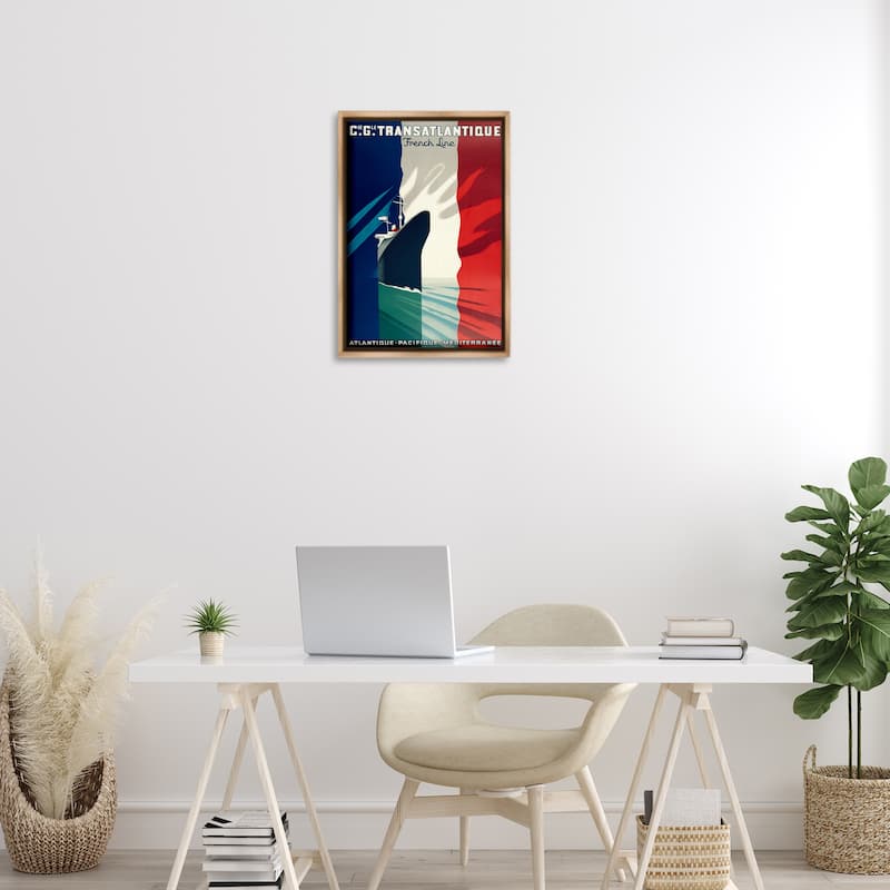 Stupell Antique French Cruise Ship Framed Floater Canvas Wall Art Design By Marcus Jules