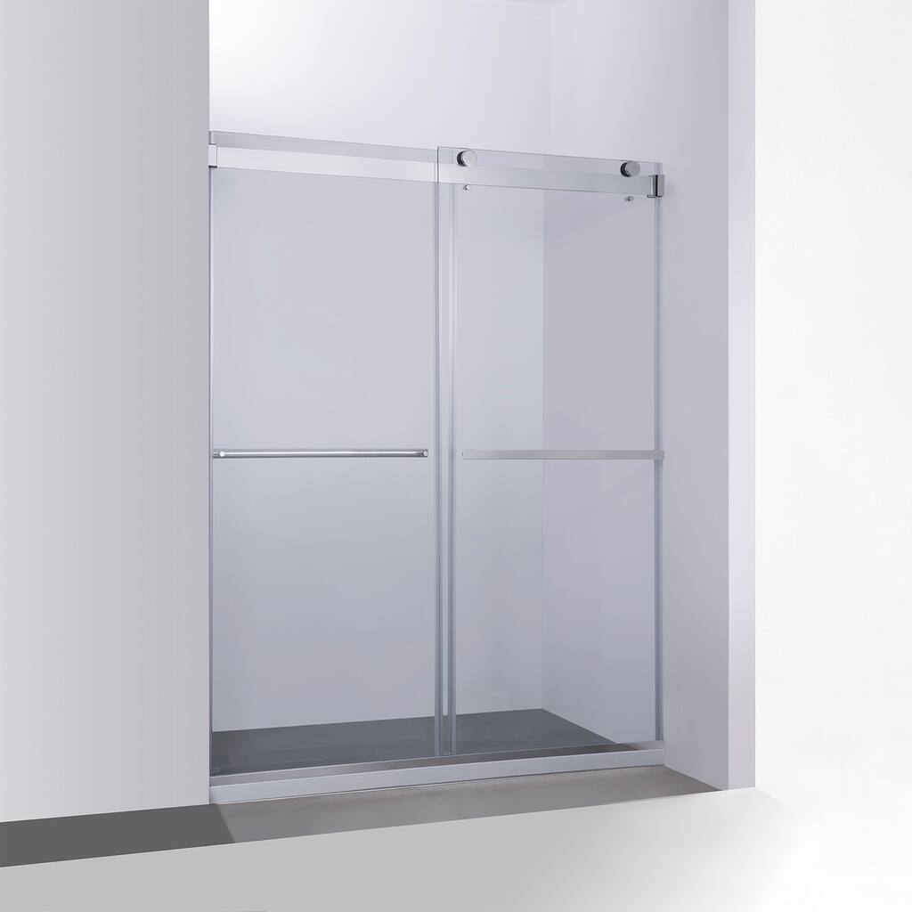 Spezia 64"W x 76"H Sliding Frameless Shower Door in Polished Chrome
