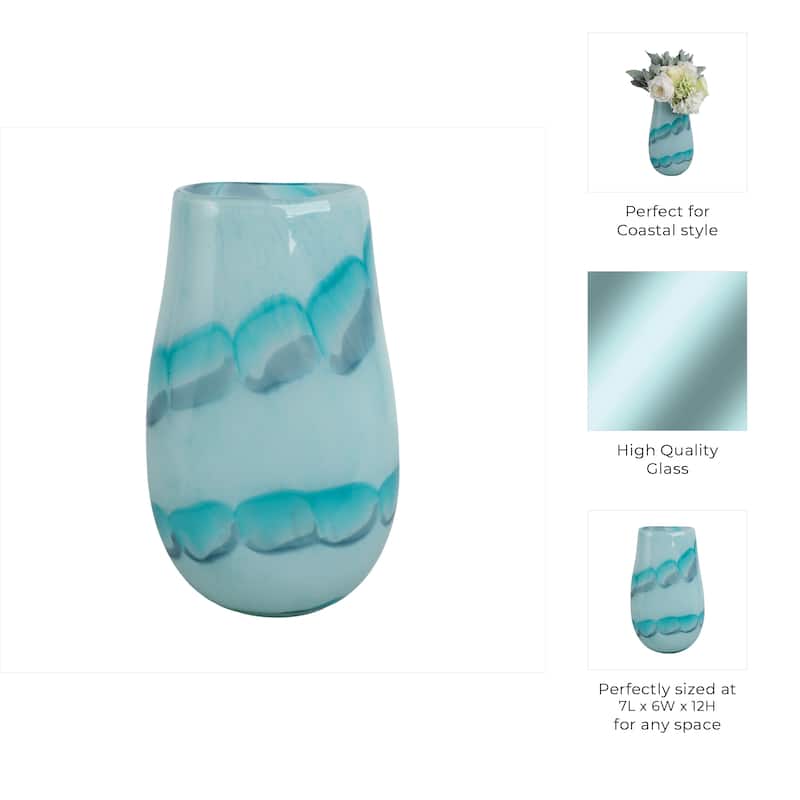 Glass Vases Coastal Style with Sculpted Detailing and Swirl Design