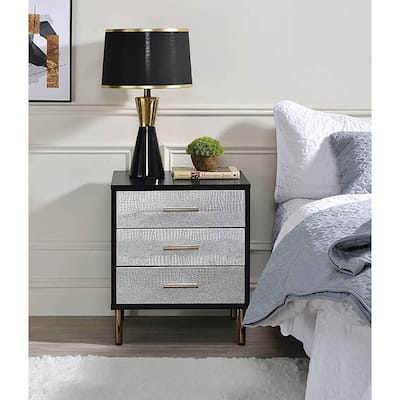 Casey 3-Drawer Nightstand with Metal Bracket Leg