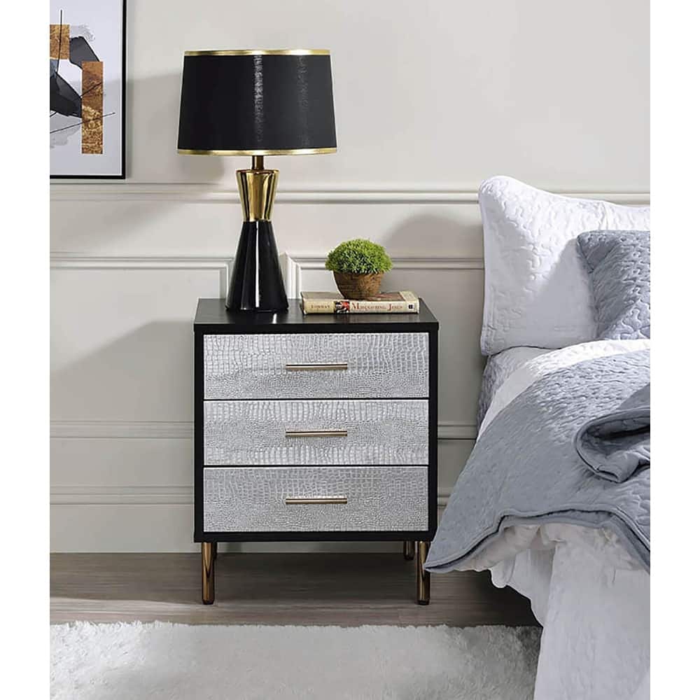 Casey 3-Drawer Nightstand with Metal Bracket Leg
