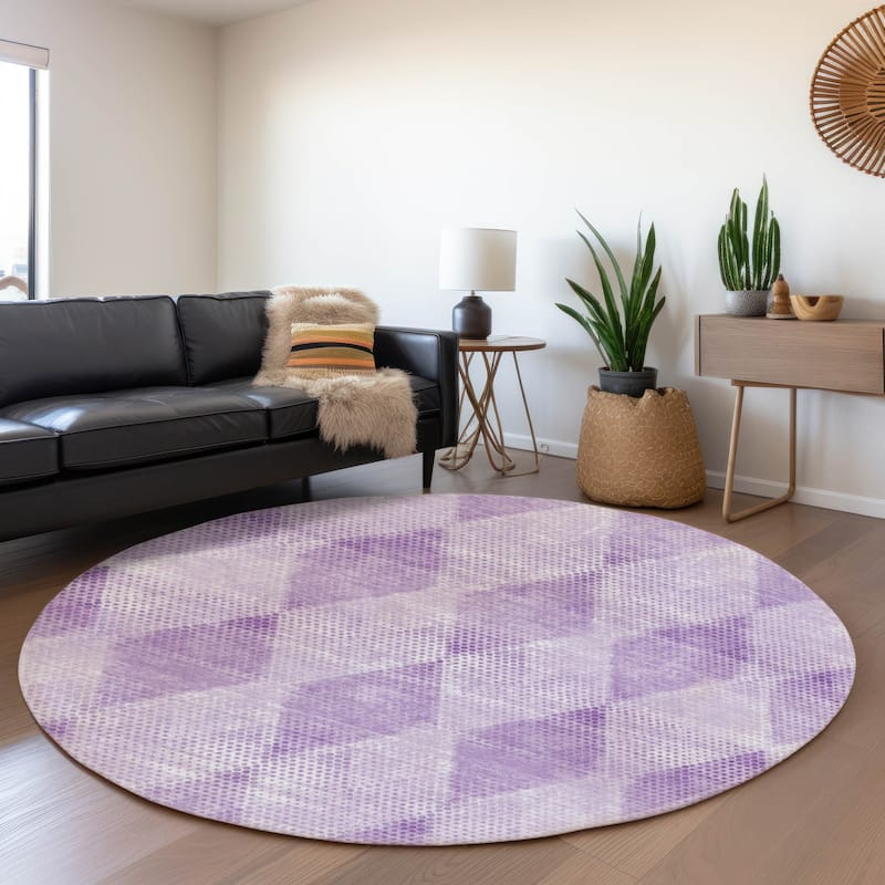 Premium Washable Super Soft Modern Diamonds Mayfield Rug - Lavender - 8' x 8' - Round