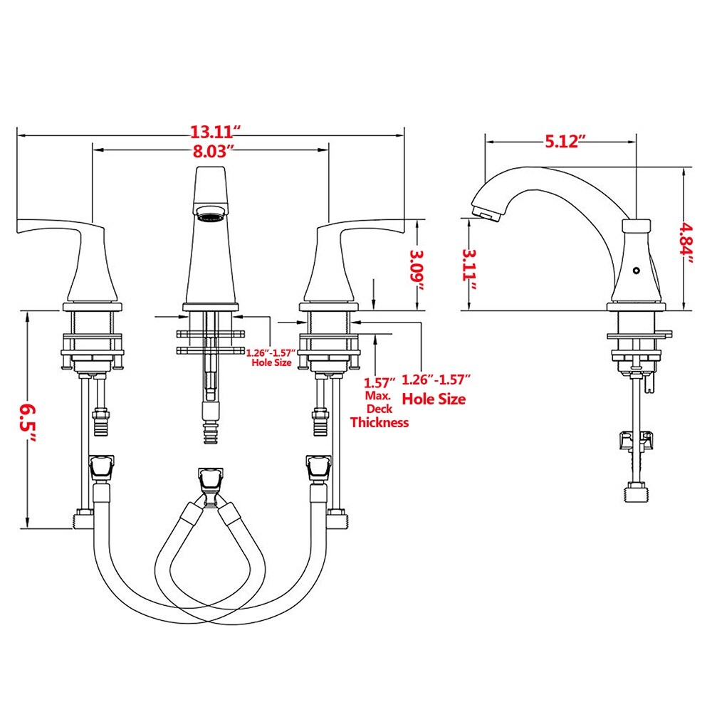 8 in. Widespread Double Handle Three Hole Deck Mount Bathroom ...