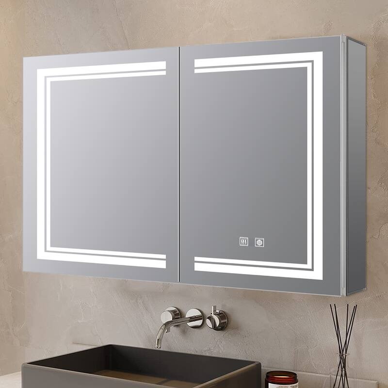 Mesa Surface-Mount LED Mirror Medicine Cabinet with Defogger