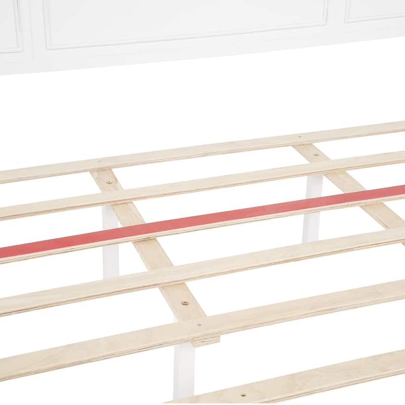 Javlergo Pine Wood Platform Bed with Tall Headboard USB Charging Station LED Lights No Box Spring Needed 9" Underbed Storage