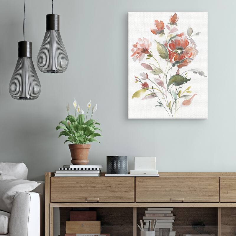 Coral Botanical I Crop Canvas Art Print