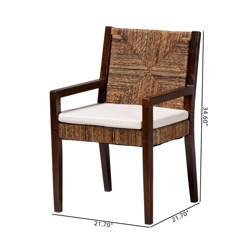 Cordoba Bohemian Natural Seagrass and Mahogany Wood 2-Piece Dining Chair