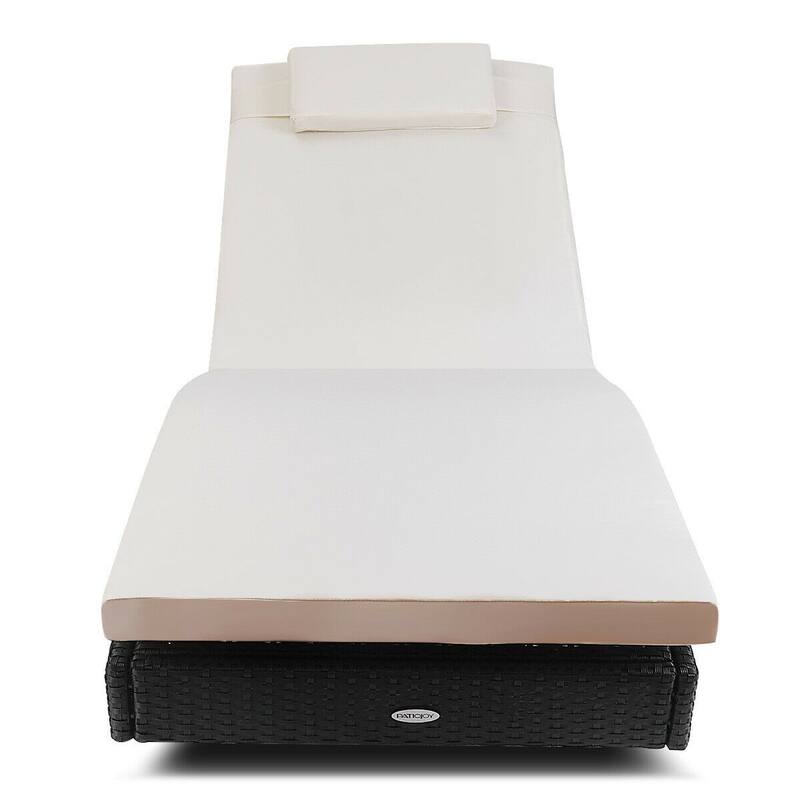 Outdoor Rattan Chaise Lounge Chair - 84.5" x 27.5" x 12.5" (L x W x H)