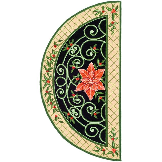 SAFAVIEH Handmadae Chelsea Alysa Holiday Poinsettia Wool Rug - 2'6" x 5'