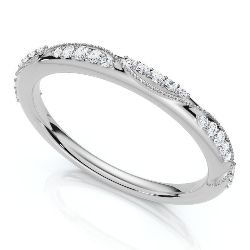 Bliss Diamond Camellia Diamond Wedding Ring Gold or Platinum Lab Grown Stackable Band