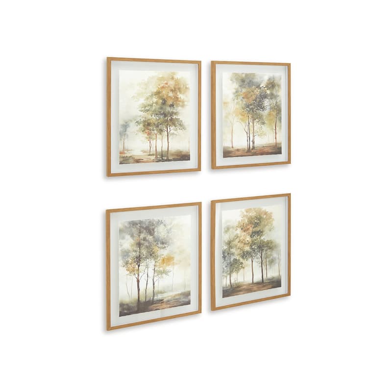 Signature Design by Ashley Bryneford Green/White Wall Art (Set of 4)