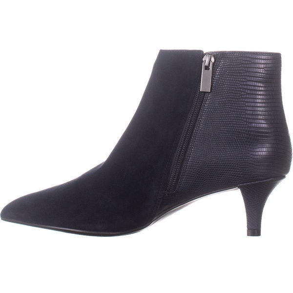 navy mid heel ankle boots