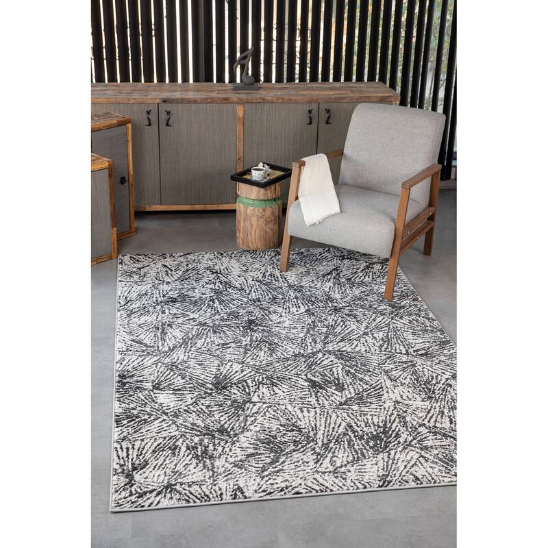 Cairo Collection Transitional Bone/Anthracite Abstract Area Rug