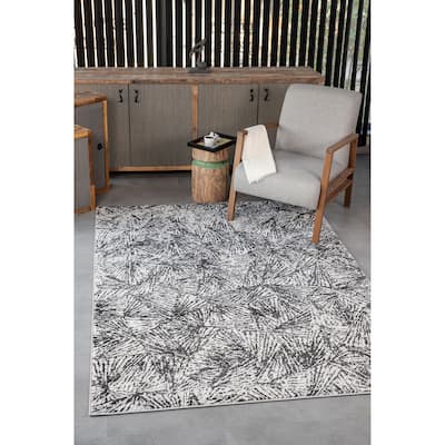 Cairo Collection Transitional Bone/Anthracite Abstract Area Rug