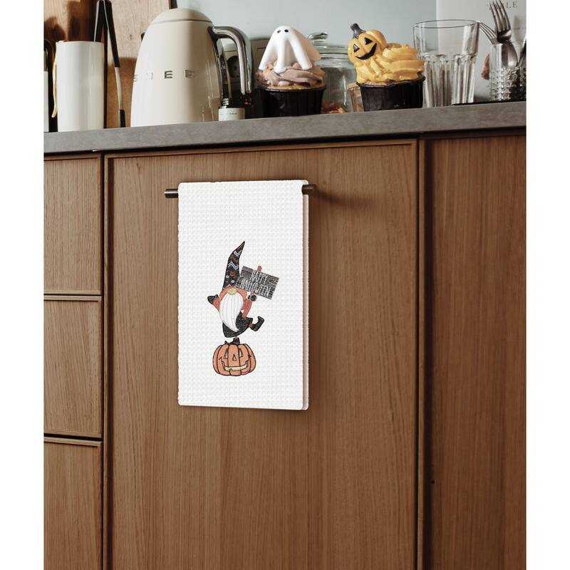 Halloween Gnome Embroidered & Waffle Weave Kitchen Towel