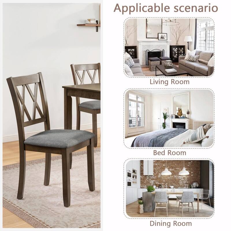 Wooden Dining Chairs Set of 4, Upholstered Side Chairs with Padded Seat for Kitchen, Dining Room & Living Room