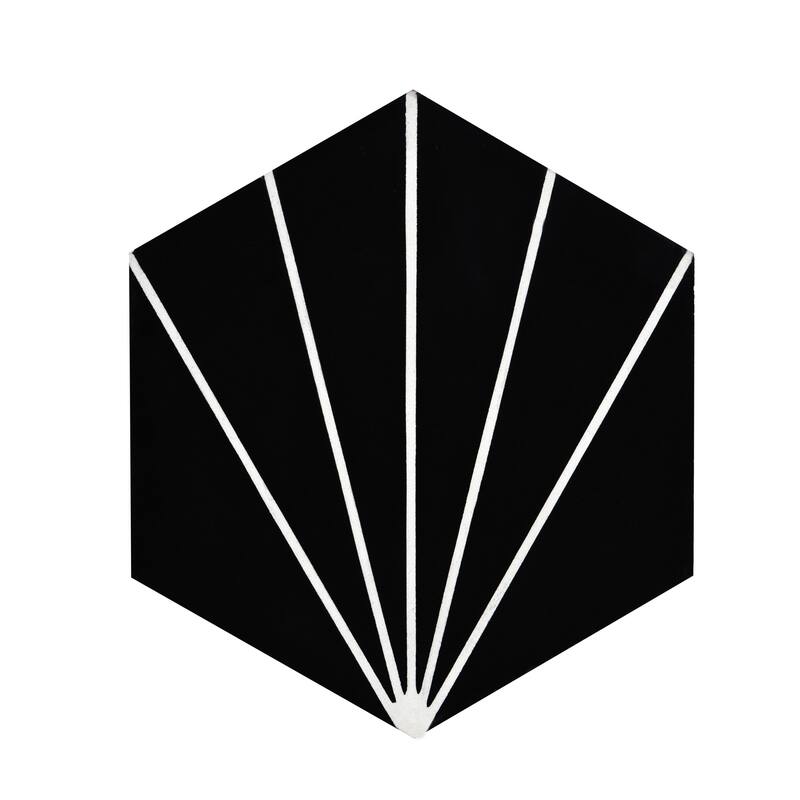 Menara Handmade, 8x9-in, Black and White tile, Pack of 12
