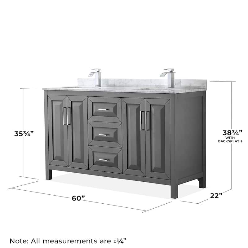 Wyndham Collection Daria 60" Free Standing Double Vanity Set with MDF