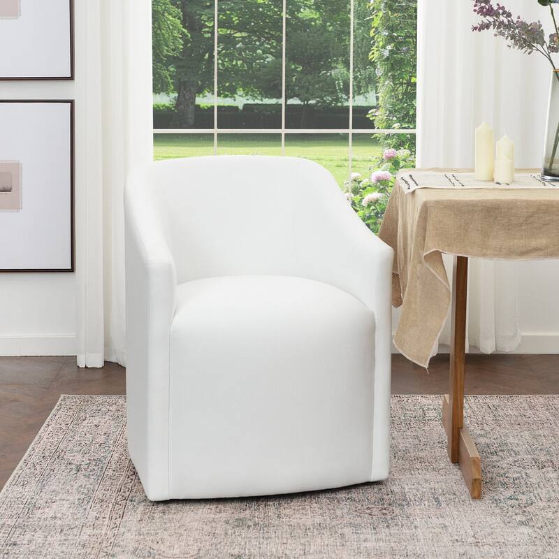 KINWELL 25" Performance Fabric Upholstered Rolling Dining Armchair