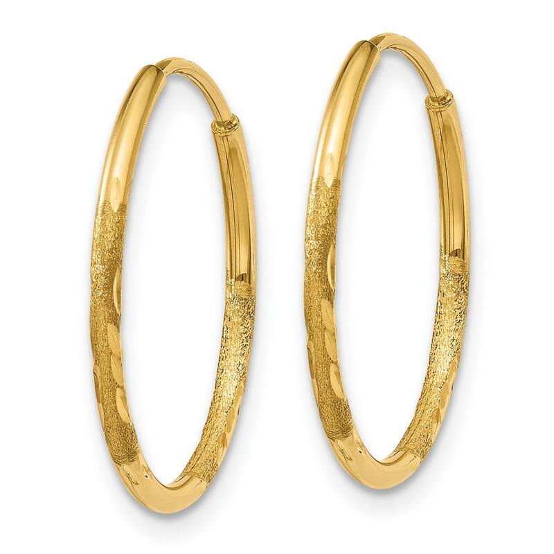 Curata 14k Yellow Gold Sparkle Cut Endless Hoop Earrings - 17x17mm