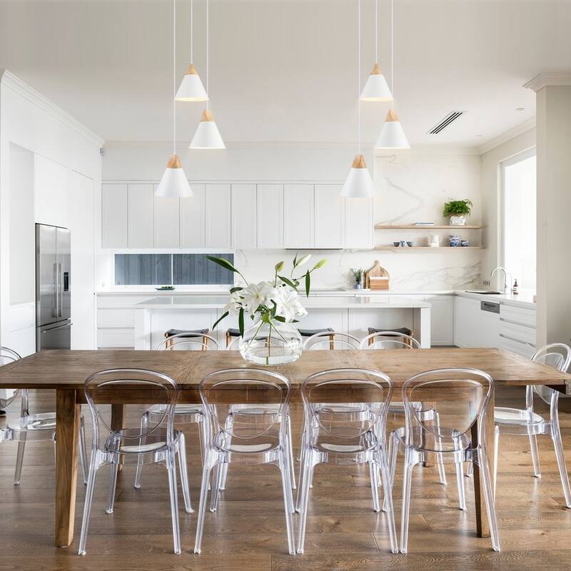 3-Light 9.4"W Metal Wood Island Pendant Lights for Kitchen Living Room