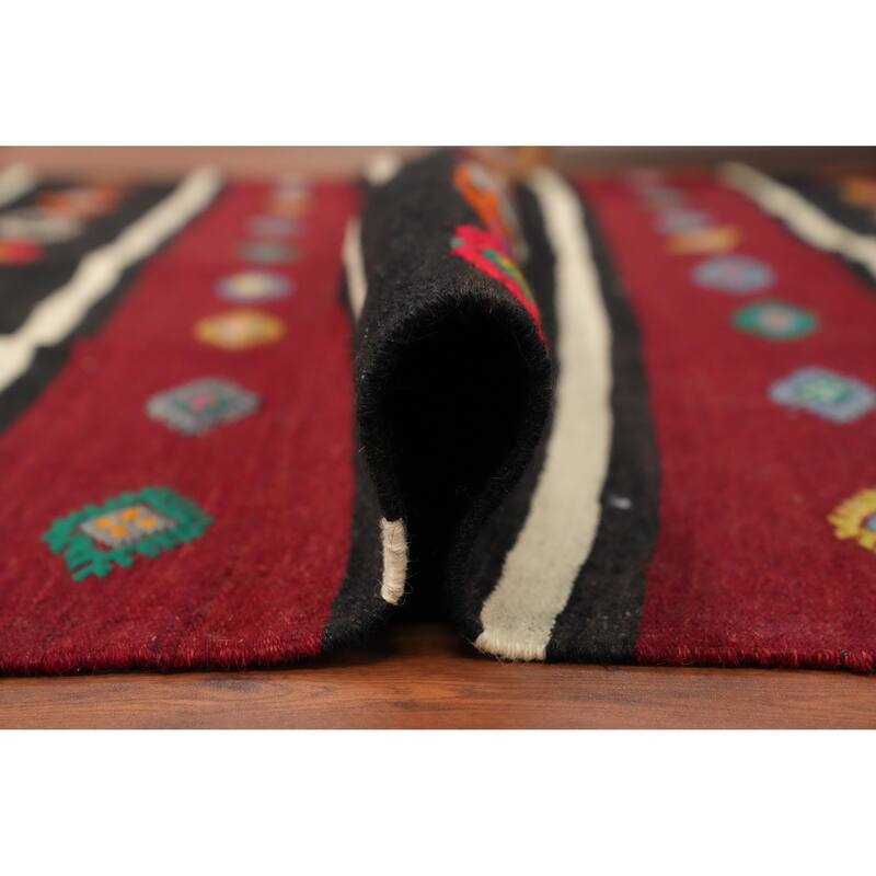 Hand Woven Oriental 100% Wool Carpet Southwestern Tribal Red Kilim Area Rug - 10' 6'' X 5' 10''