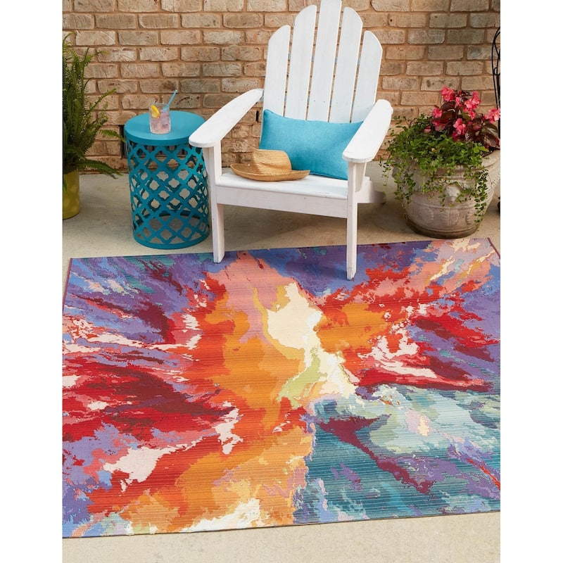 Outdoor Ucul Collection Area Rug - Multi - 10' Square