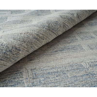 Exquisite Rugs Park City Handmade Hand-tufted New Zealand Wool on Canvas Blue/Ivory Area Rug