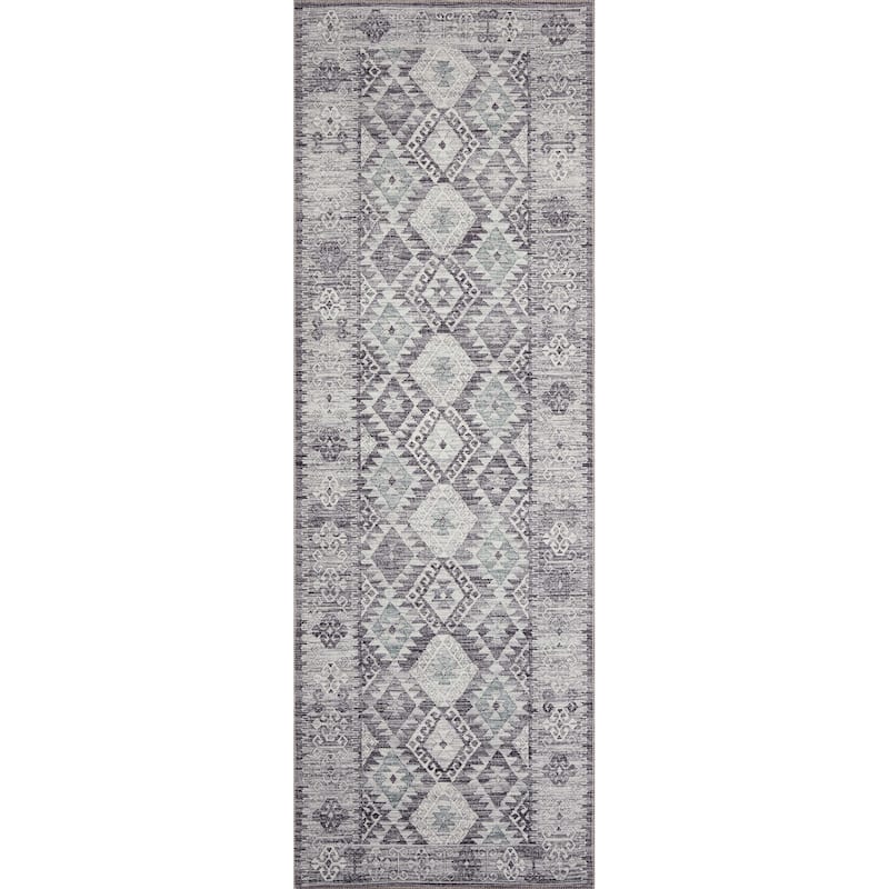Alexander Home Escalante Southwestern Slate Area Rug - 2'6" x 7'6" - Charcoal/ Slate - Runner/Rectangle