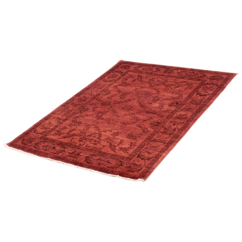 ECARPETGALLERY Hand-knotted Vibrance Dark Coral Wool Rug - 4'9 x 6'5