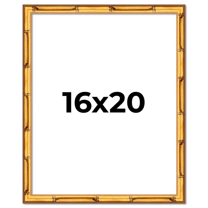 16x20 Frame Gold Bamboo Solid Wood Picture Frame | 1 Inch Moulding