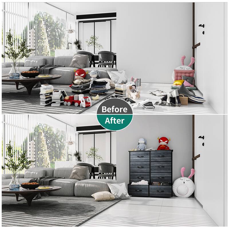 Modern Wide Dresser Storage Tower with 8 Drawers