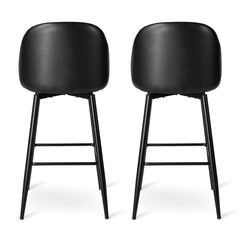 Glitzhome Modern Faux Leather Mixed Chenille Upholstered Swivel High Bar Stools