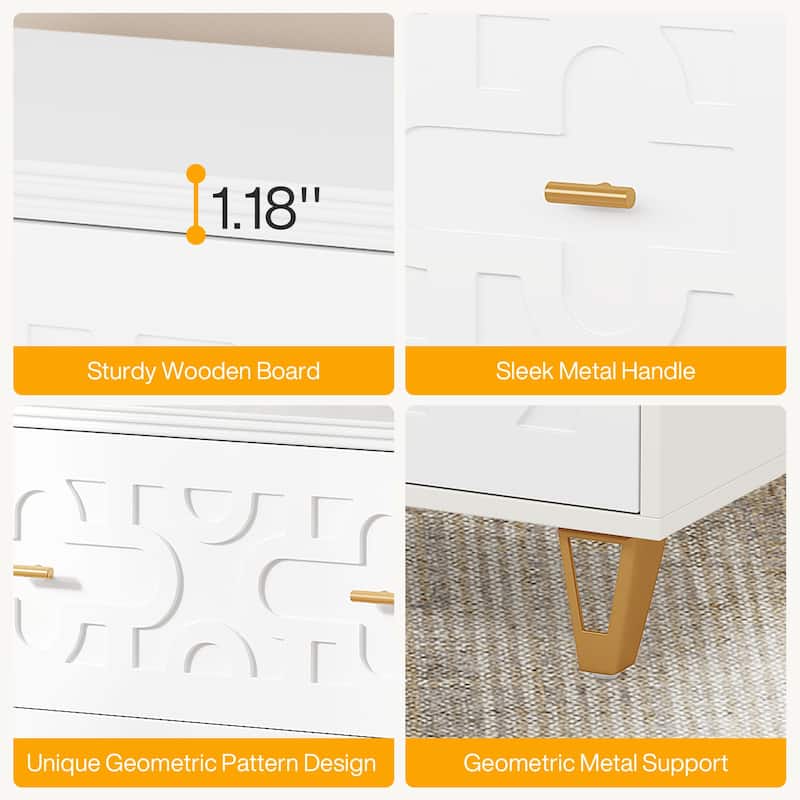 Modern White 2-Drawer File Cabinet, Office Lateral Filing Cabinet for Legal/Letter/A4 Size