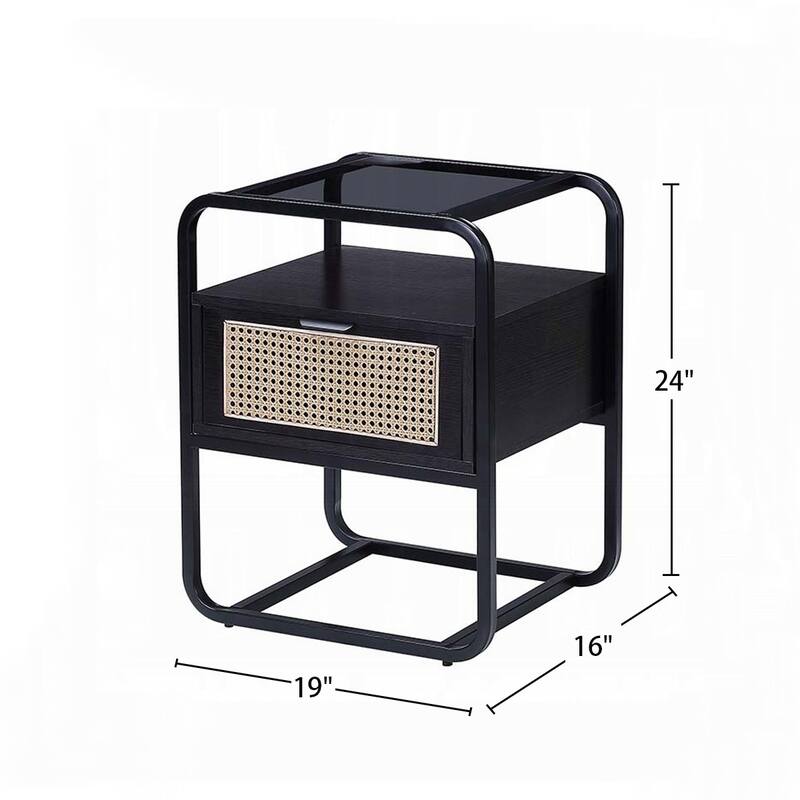 Metal Frame Accent Table in Black Finish