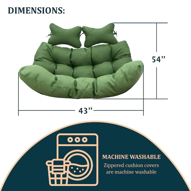 Egg Swing Chair Cushion Durable Weather Resistant Polyester Fits 2 People by LeisureMod