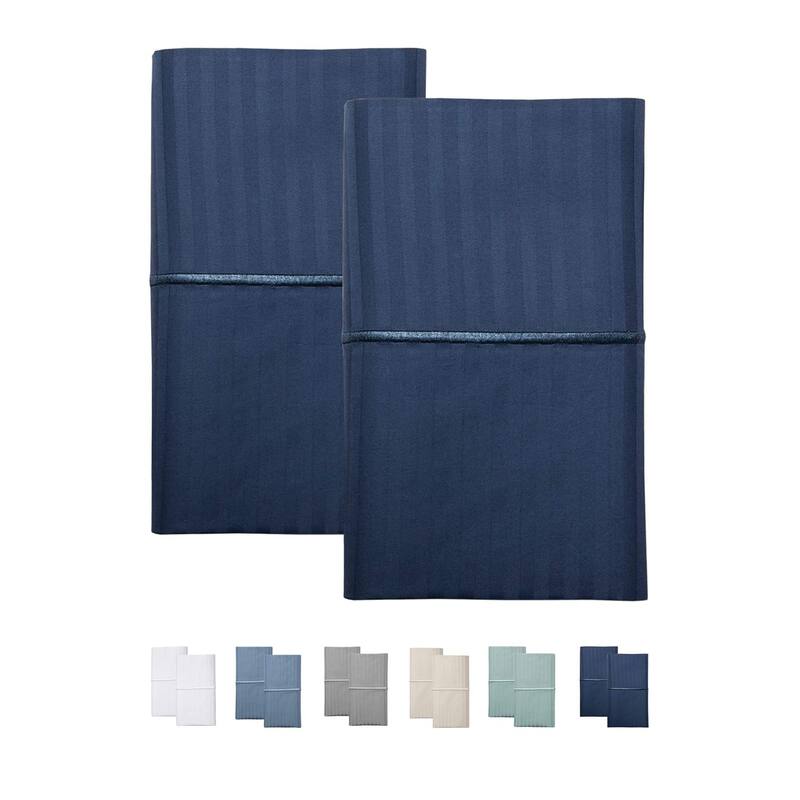 Feather & Stitch 500 Thread-Count Pillowcases - King/ Pillowcase - Dark Blue