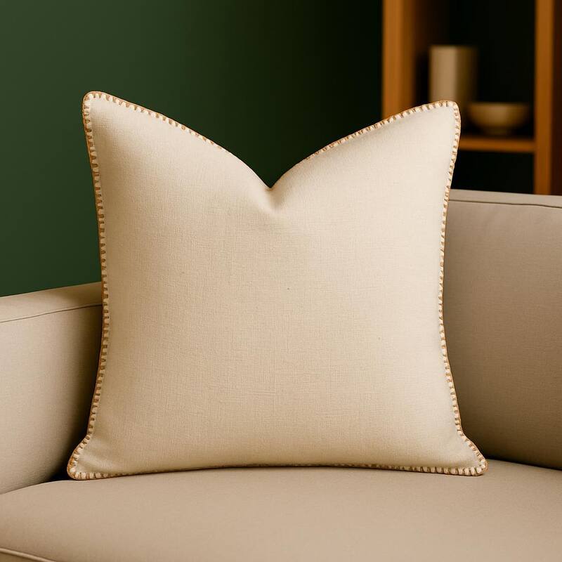 Homey COZY Ivory Linen-Style Throw Pillow
