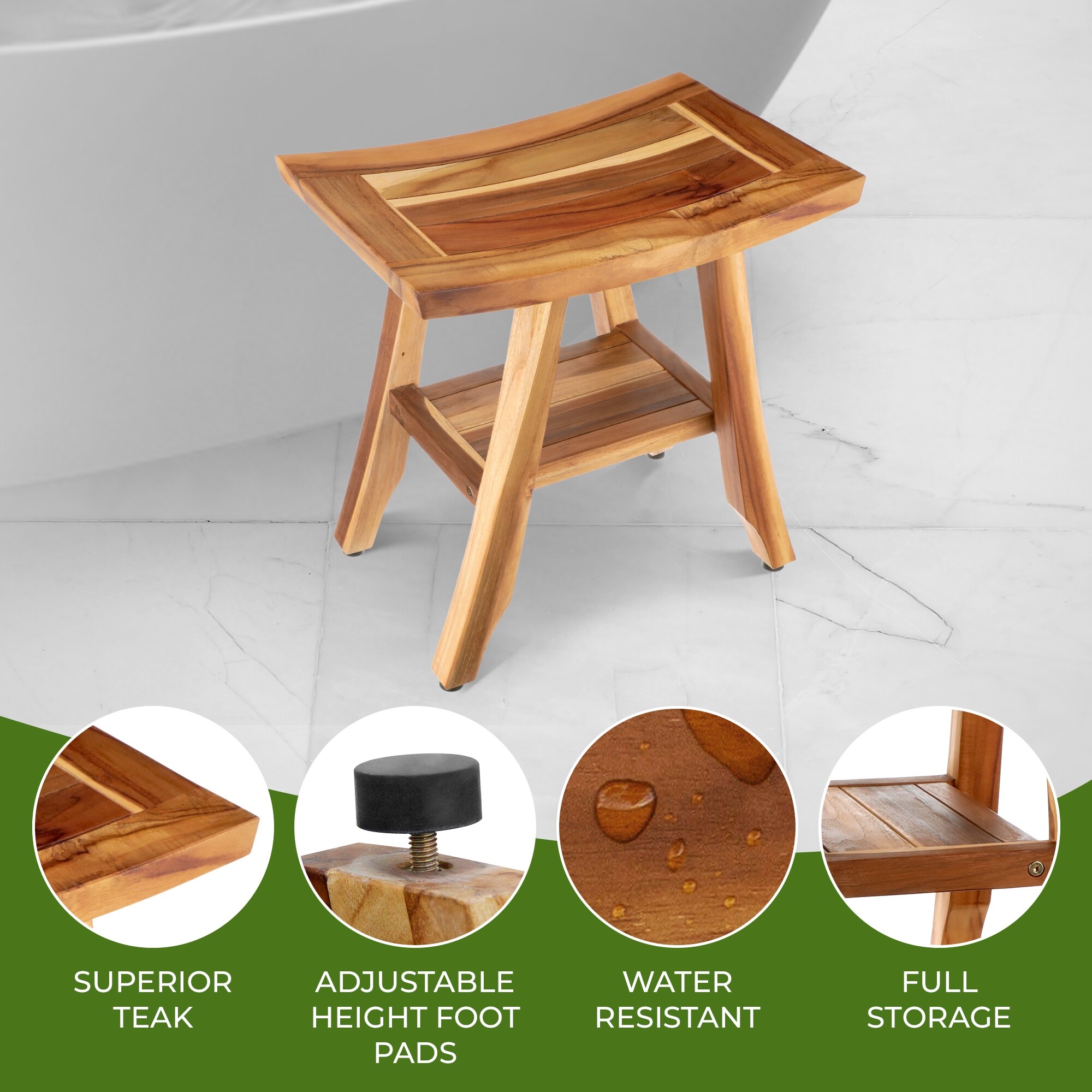 EcoDecors Bench Shower Stool Shower Seat Shower Chair for