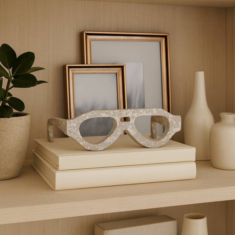 Stone Decorative Eyewear Design Sculpture Trendy Valencia Design - 9" x 8" x 3"