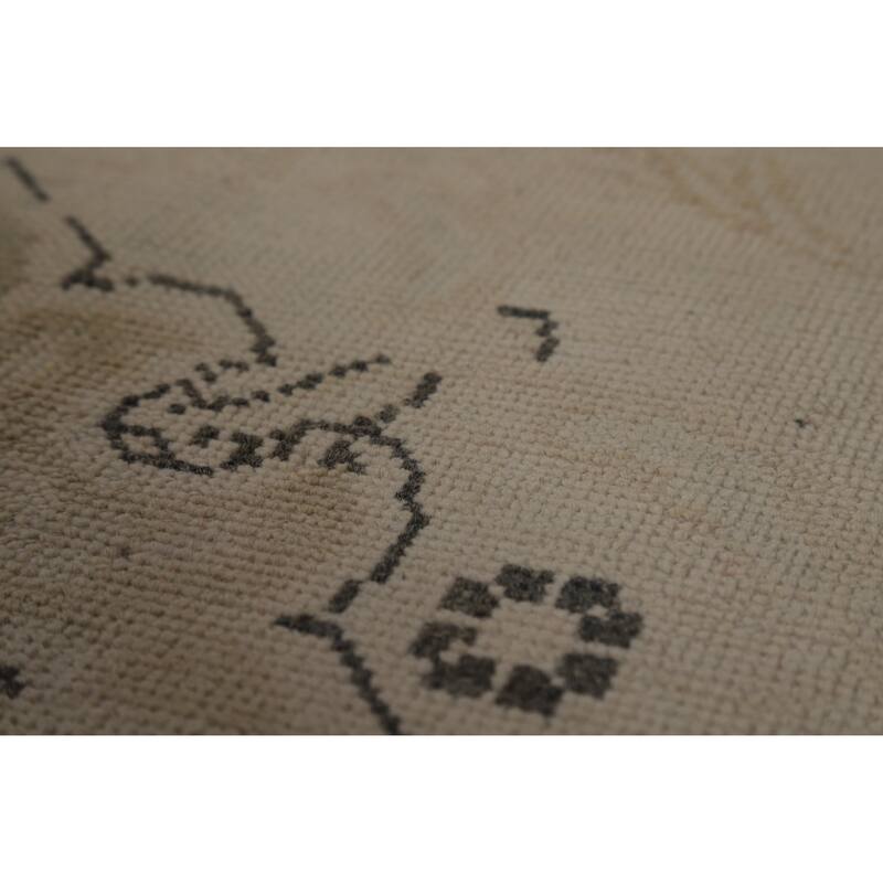 Distressed Tabriz Persian Vintage Rug Handmade Beige Wool Carpet - 8'0" x 11'6"