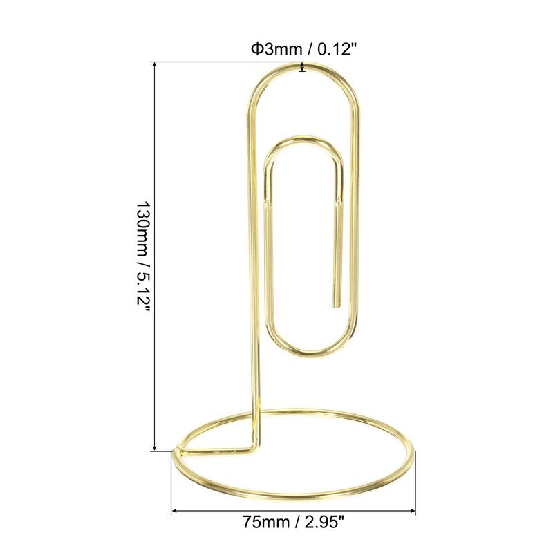 Place Card Holder, 2 Pack Memo Clip Holder Stand Paper Clip Shape - Golden