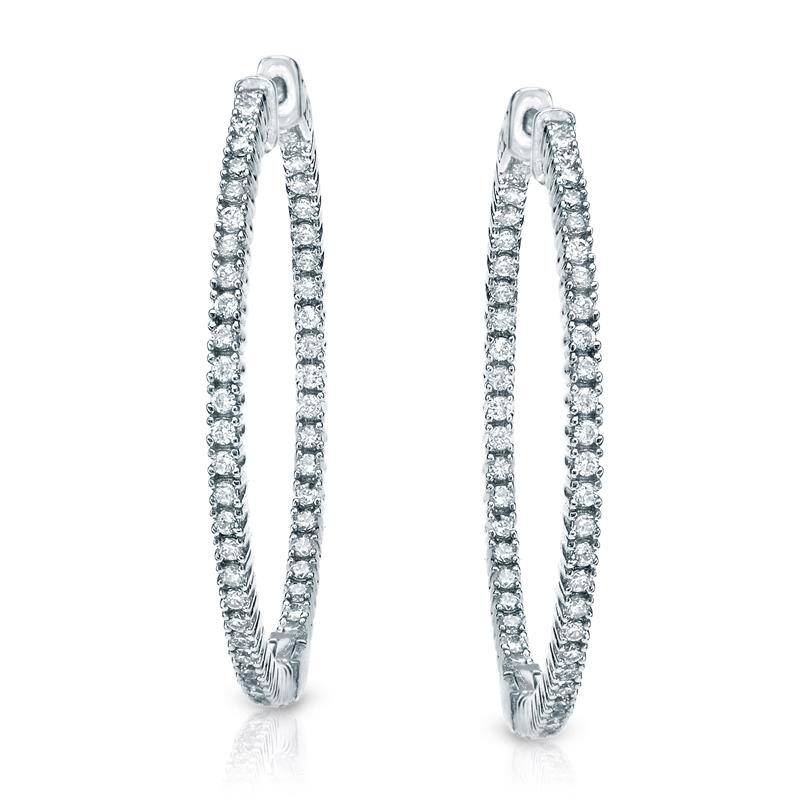 Auriya 14k Gold 4 1/4ctw Large Diamond Hoop Earrings - 2.28-inch (J-K, I1-I2) - White Gold