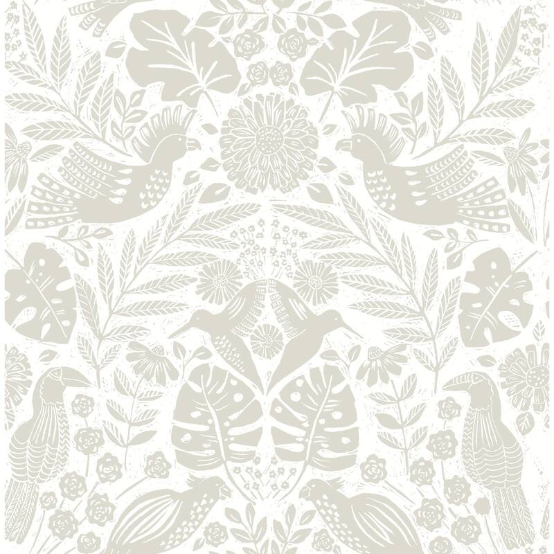 A-Street Prints Nestle Dove Bird Block Print Wallpaper