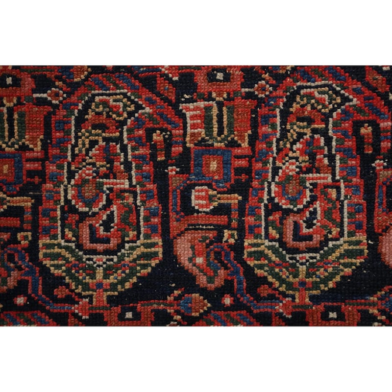 Hand Knotted Oriental 100% Wool Carpet Traditional All-Over Navy Blue & Blues Senneh Area Rug - 6' 7'' X 4' 7''