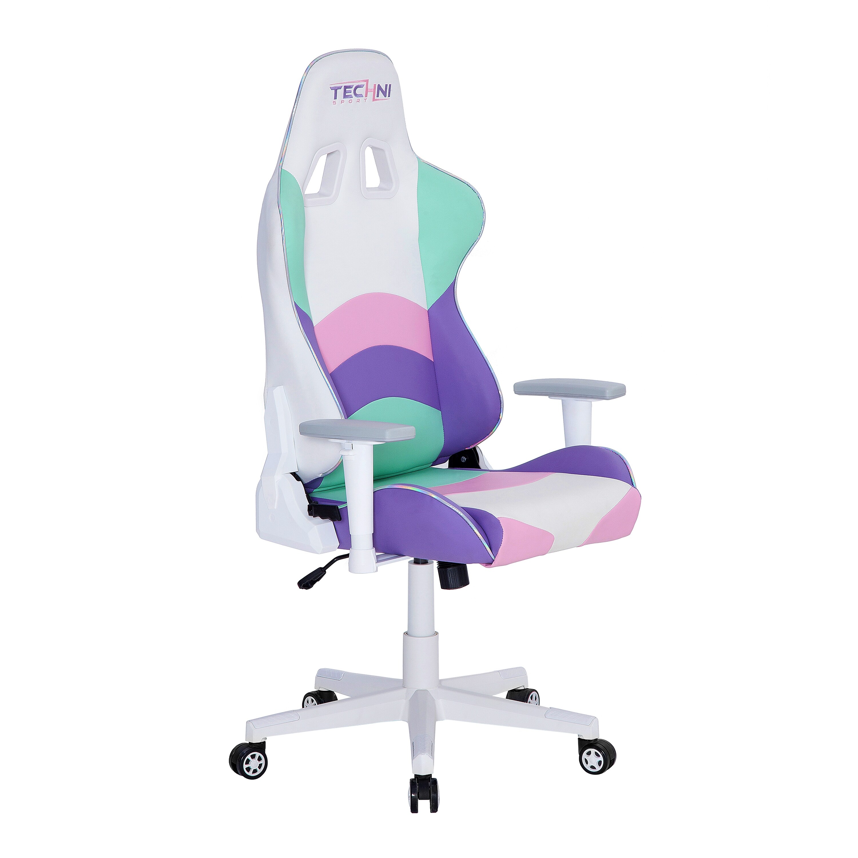Leather PC Gaming Chair Adjustable Neck Pillow and Heart Shaped Lumbar Support Cushion Office Chair with Nylon Base Casters Bed Bath Beyond 36182614