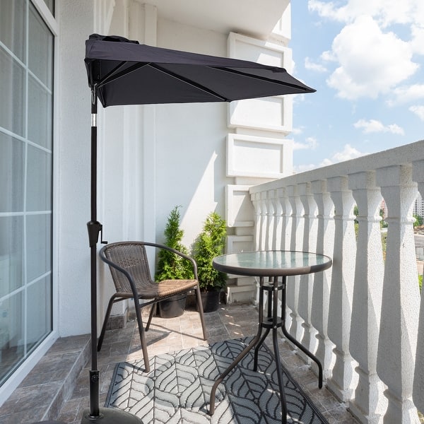 4 ft half patio umbrella COBANA 7.5'by 4'Half Rectangular Outdoor for Patio, Balcony, Garden, Deck, Blue This unique shade solution requires no attachment to wall or vertical surface. FLAME&SHADE 9 ft Half Round