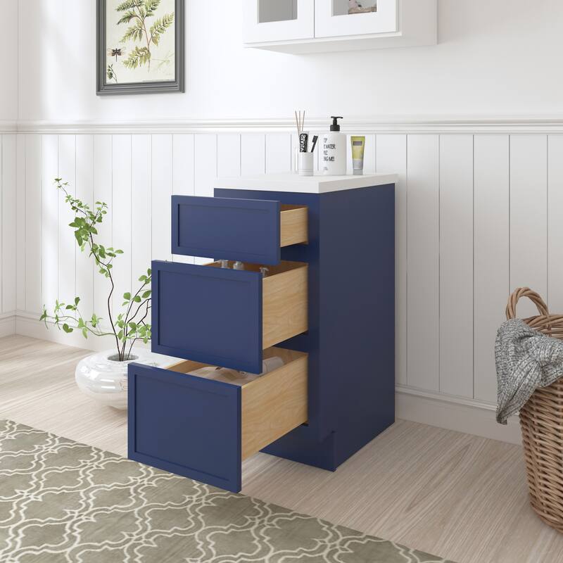 Vanity Art 15" Freestanding Single Base 3 Drawers Storage Cabinet