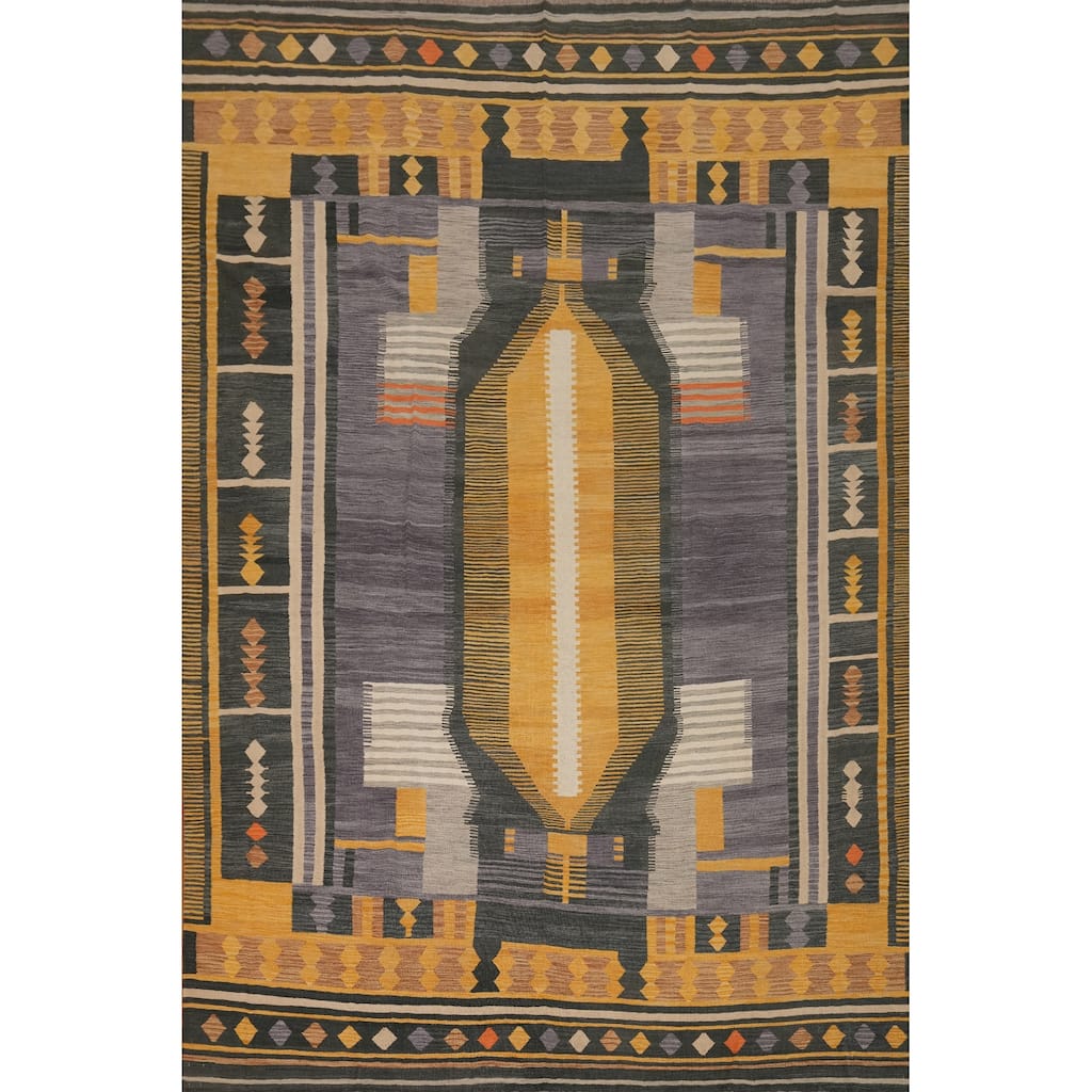 Hand Woven Southwestern Wool Multi-Colored Geometric Area Rug - 12' 10'' X 10' 0''
